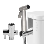 ABHQP Stainless Steel Hand Held Bidet Sprayer Complete Set Hand Sprayer for Bidet Toilet with Adjustable Water Pressure Control (Spray Bidet Set)