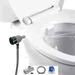 Axiomdeals Toilet Bidet Attachment AT7 Fresh Water Jet Spray - 2 Retract Nozzles 3 Modes (Rear- Feminine - Self Clean)