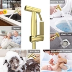 Axiomdeals Fresh Water Premium Brushed Gold Stainless Steel Handheld Bidet Jet Sprayer