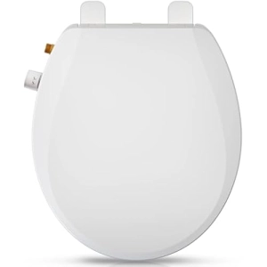 Elongated Bidet Toilet Seat with Quiet-Close, Non-Electric Bidet Toilet Seat with Self Cleaning Dual Nozzles, Fit Elongated Toilet Seat, White Bidet Attachment with Brass inlet