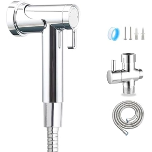 Chrome Handheld Bidet Sprayer for Toilet, Magnetic Jet Spray for Toilet with 2 Modes, Wall Mount Adjustable Water Pressure Hand Bidet