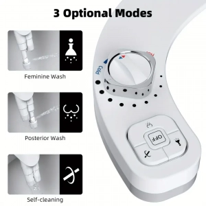 1pc Non-Electric Mechanical Toilet Seat Bidet - Self Cleaning Dual Nozzle, Hot & Cold Water Spray - For Rear & Female Washing - Suitable for Bathroom Hygiene - Ideal Gift for Family & Friends