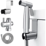 NEWEEN Handheld Bidet Sprayer for Toilet, Brushed Nickel Bidet Attachment for Toilet Adjustable Water Pressure Control with Bidet Hose for Feminine Wash Baby Diaper Cloth