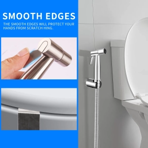 NEWEEN Handheld Bidet Sprayer for Toilet, Brushed Nickel Bidet Attachment for Toilet Adjustable Water Pressure Control with Bidet Hose for Feminine Wash Baby Diaper Cloth