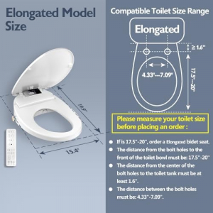Smart Bidet Toilet Seat Elongated Remote Control