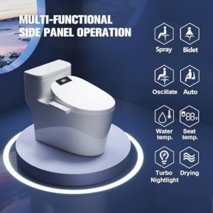 Upgrade Bidet Toilet Seat Round, Rear and Feminine Wash, Unlimited Warm Water, Heated Seat, Warm Air Drying, Soft Close Lid, Sense Seat, Smart Bidet Seat Round Requires Electricity